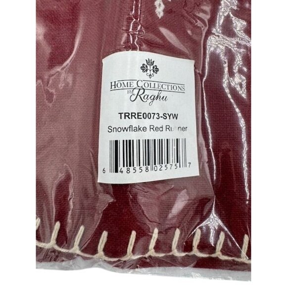 Snowflake Red Table Runner 14"W X 36"L by Home Collections by Raghu - Picture 3 of 5